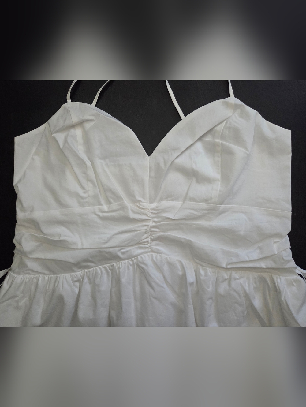 NWT - Express V-Neck Ruched Side Tie Smocked Back Bodice Midi Dress - Size XL - Picture 8 of 16